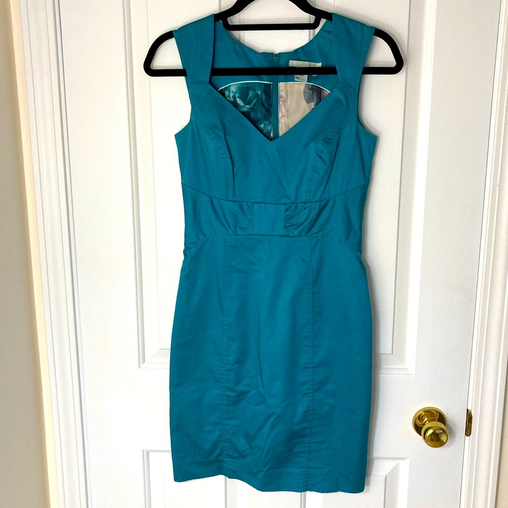 H&M Turquoise Sheath Dress with Sweetheart Neckline